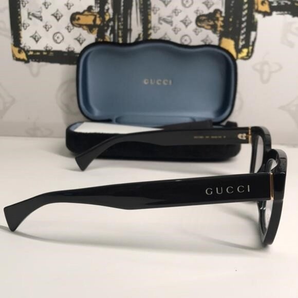 ✨ Luxury New Authentic Gucci GG1138O 001 Black Square Eyeglasses ✨ - Picture 10 of 13